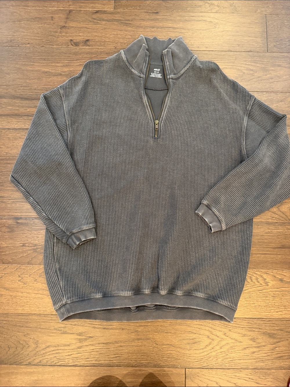 Aerie Quarter-Zip Ribbed Pullover Sweater in Dark Gray Size XS - C22-031